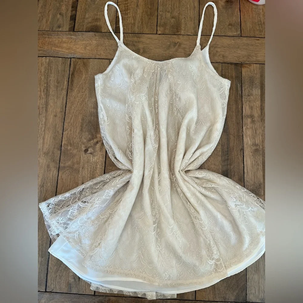 Boho Ivory Lace Mini Dress size Medium - Picture 7 of 12